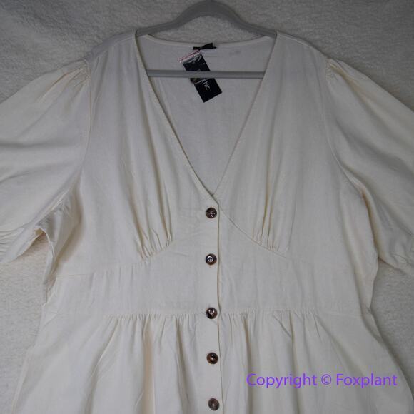 New! City Chic Sunset Stroll Linen Dress ivory, women plus size 24, linen cotton - Picture 4 of 16